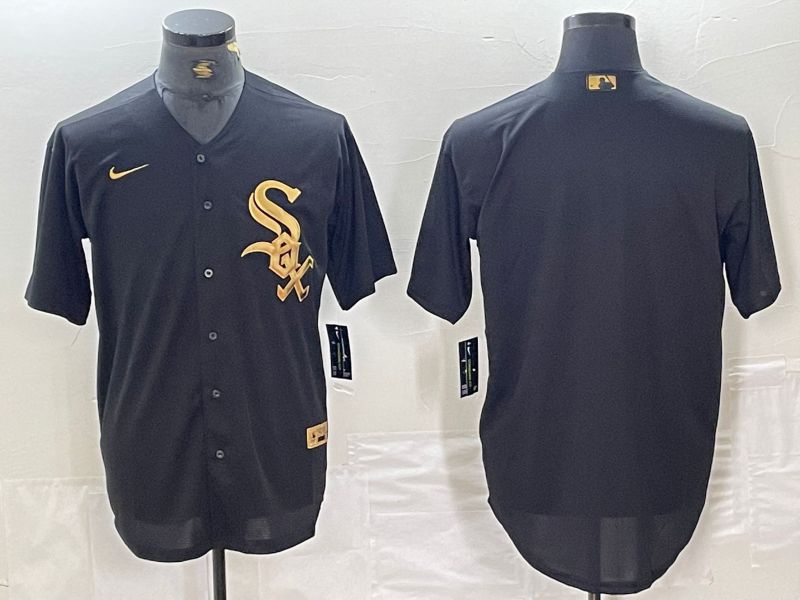 Men Chicago White Sox Blank Black gold 4 th generation Nike 2024 MLB Jersey style 1